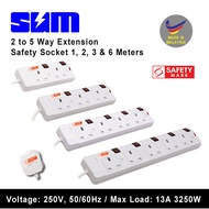 SUM 2/3/4/5 WAY EXTENSION SAFETY SOCKET (1, 2, 3 & 6 METER WIRE)