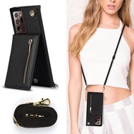 Samsung Note20 Ultra Card Case With Strap Lanyard Samsung Galaxy Note9 Note10+ Case Purse Cases Cover Samsung Note10 Pro Casing Samsung Note9 Note10 Plus Note20 Ultra Note 20 Ultra Card Case Cases Cover With Diagonal Rope Sling