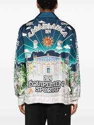 Áo Sơ Mi Casablanca Athens View Sicily Style Travel Casual Silk Long Sleeve Shirt Standard Fit Four 