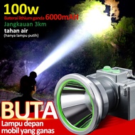 COD Headlamp Senter Kepala LED 3000m Senter Luby 100 Watt 6000mah Rechargeable Cahaya Putih Waterpro