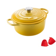 Cast iron oven - 18cm/22cm/24cm Dutch oven with iron lid and buttons - cast iron cooking utensils with a handle for gas stove electric oven and ceramic - red enamel Dutch oven for cooking and baking.