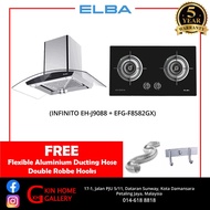 (COMBO) ELBA INFINITO EH-J9088(SS) DESIGNER HOOD + EGH-F8582GX(BK) 3.7kW GLASS STOVE