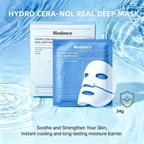 Korean Hydro Cera-nol Real Deep Masks,Moisturizing,Redness Reducing,Soothing Overnight Face Mask 4pc