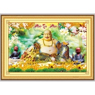3D Embroidered Painting of Maitreya Buddha with Wealth and Fortune Lv3377(63x43cm) Not yet Embroider