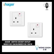 HAGER SWITCH SOCKET OUTLET WGMS113S 13A1G/WXES115S 15A1G
