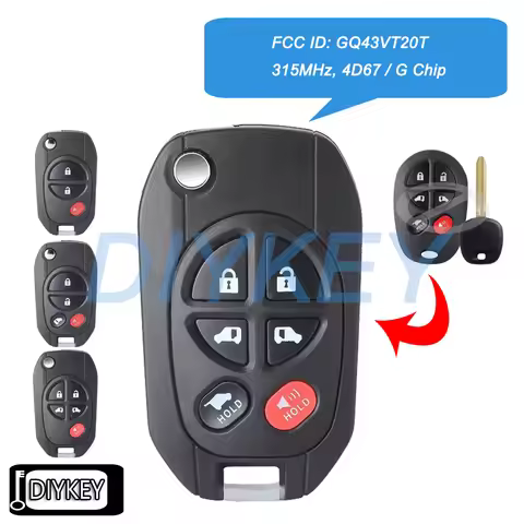 Modified Flip Remote Car Key Fob 315MHz 4D67 / G Chip for Toyota Sienna Highlander Sequoia Tacoma Tu