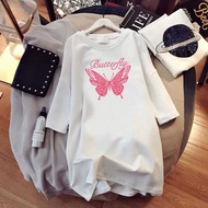 Yozi Grapefruit Beauty Clothes Butterfly Printed T-Shirt Korean Version Girls T-Shirt Long Version T