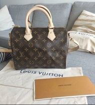 LV LOUIS VUITTON Speedy Bag Monogram 25 Handbag 手袋 可拆卸 可調節肩帶 經典 老花 塗層 帆布 牛皮 枕頭 單肩 斜挎 手提 女款 棕色 送禮 禮物 