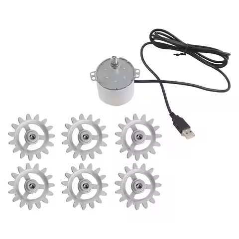 Grill Rotisserie Accessories,6Pcs Gears 5V Motor with USB Cable,Metal Automatic