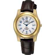 Citizen Q&Q watch, 10 ATM water-resistant, analog, radio-controlled, solar, leather strap, HJ03-104,