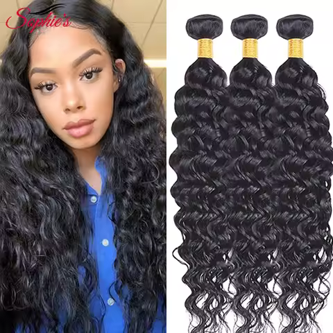 Sophie's Human Hair Bundles Brazilian Remy Hair Water Wave Bundles Double Weft Hair Extension 8-26 I