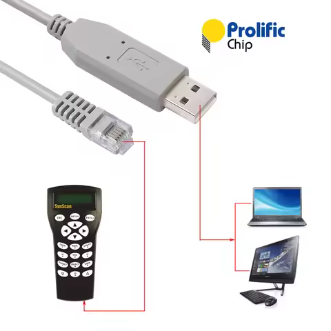 Sky-watcher Synscan Hand Control PC Link Cable PL2303 USB RS232 to RJ12 6P6C for PC Connection and F