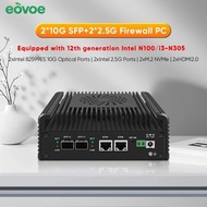 EOVOE Firewall Mini PC 2x10G SFP+ 2xi226-V 2.5G for Intel 3 N355 N305 N150 N100 Soft Routing 2xNVMe 