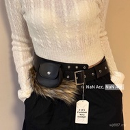 Popular European American Style Brown Fur Stitching Punk Style Hot Girl Pin Buckle Belt Accessories 