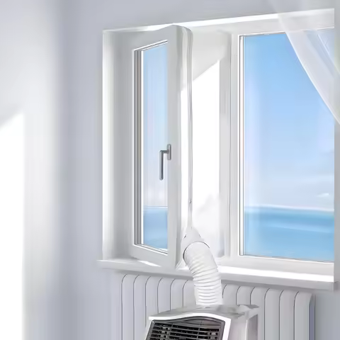 3/4M AirLock Window Seal for Portable Air Conditioner Flexible Cloth Window Sealing Plate with Zip &