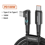 Toocki PD 60W/100W USB Type C to USB C Cable 90 Degree Elbow  Fast Charging Led Data Cable for Xiaom