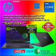 #HP200 USED HP PAVILION 15-DK Gaming Laptop intel i7-11370H 16GB 512GB SSD NVIDIA RTX3050 RTX 3050 4