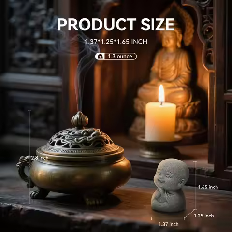 A11I 4PCS Laughing Buddha Statue For Good Luck Feng Shui Decor,Cute Small Sandstone Buddha Statue Fo