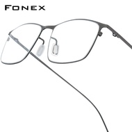 FONEX hợp kim titan Gọng kính người đàn ông thiết kế thương hiệu kính mắt dáng vuông gọng kính S đầy