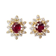 [New] K18 Ruby Diamond Earrings [i8-1]