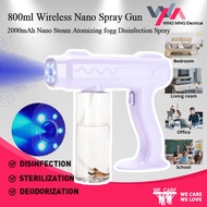 (New Arrival) 2000mAh 800ML Wireless Nano Spray Gun Blue Light Nano Steam Atomizing fogg Disinfection Spray