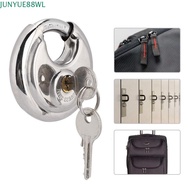 JUNYUE88WL Disc Locking Padlock, Stainless Steel Compact Round Disc Lock, Heavy Duty with 2 Keys Con