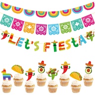 Cinco De Mayo Papel Picado Banner Mexican Fiesta Party Decor Let's Fiesta Banner for Home Supplies
