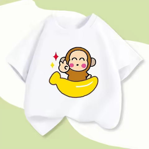 Little Monkey Monkichi Children's Clothing - Boys' Short-sleeved T-shirt 2026 New Boys' Pure Cotton 