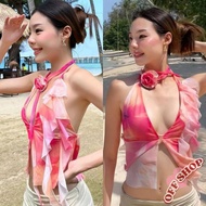 OFF SHOP New 2025 Pink Tie-Dye Spaghetti Strap Top Flowing Fabric' FY2596