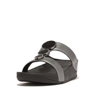 FitFlop HALO Bead-Circle Metallic H-Bar Slides - Pewter Black (HJ2-B06)