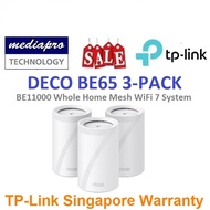 TP-LINK DECO BE65 3-Pack BE11000 Whole Home Mesh WiFi 7 System ( Pack of 3 ) - 3 Year Local TP-Link Warranty