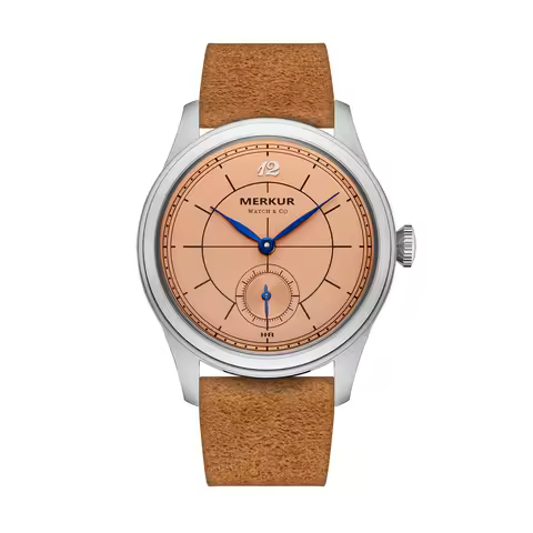 The New MERKUR Cross Line Sector Dial Salmon Retro Casual Watch for Men Business Series Manual Chord