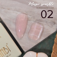 สีเจลผสมเกล็ดออโรร่า HANBI สีทาเล็บเจล เนื้อเข้มข้น Magic sparkle RUBBER GEL (ออโรร่าเจล) ต้องใช้เคร