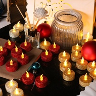 [SG Seller] Romantic Glitter Candle Flameless LED Candle for Wedding Anniversary Deepavali Halloween Christmas Party