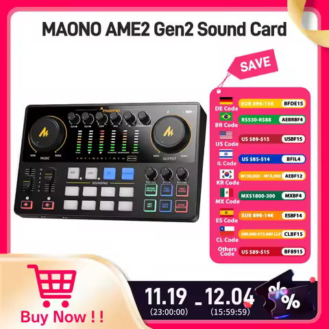 MaonoCaster AME2 Gen2 Audio Interface Mixer with Dual XLR Input for Dual Podcast Streaming,Podcast m