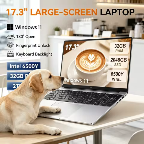 Ultra Thin 17.3 Inch HD Laptop New Arrival Intel 6500Y Processor 32GB RAM 1TB/2TB Storage Win11 Pre-