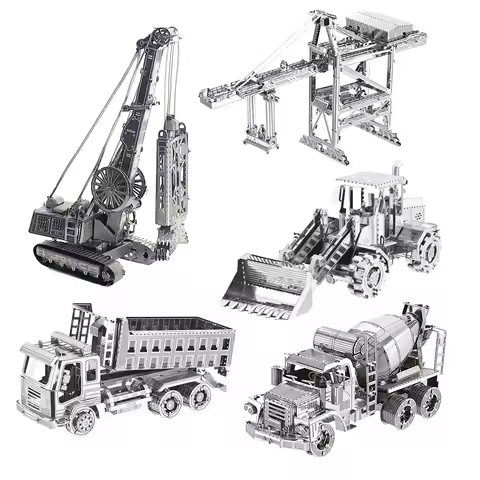 3D Metal Puzzle DIY Handmade Road Roller Drilling Well Mixer Truck Engineering Vehicle Assembly Mode