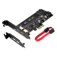 PCI-E to USB 3.0 PCI Express Card Incl.1 USB C and 2 USB A Ports M.2 NVME to PCIe 3.0 Adapter Card w
