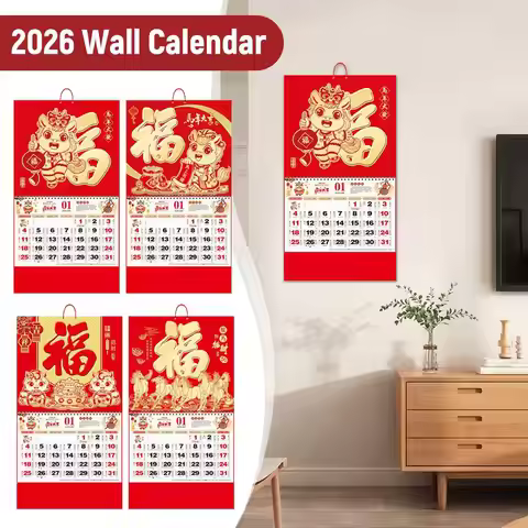 2026 Wall Calendar Chinese New Year Planner Monthly Lunar Year Hanging Office Decor Bright Color Fes
