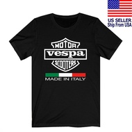 Vespa Motor Scooters Italy Logo Men'S Black T-Shirt