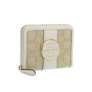 [COACH] Wallet Women's Wallet Card Case Canvas LISIG JQLON ZIP WLC8323 (LIGHT KHAKI/CHALK/White)