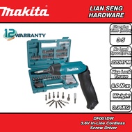 DF001DW MAKITA 3.6V CORDLESS IN-LINE SCREWDRIVER (COMPLETE SET) / DF001 WITH 81 PCS BITS & CARRYING 