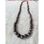 kalung full mutiara air laut hitam Tahiti tasbih mutiara laut black Tahitian pearls