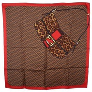 二手FENDI包包圖案圍巾，Zucca FXT036，棕色羊毛，女士款。