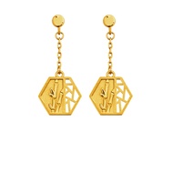 Citigems 999 Pure Gold Oriental Bloom Hexagon Earrings