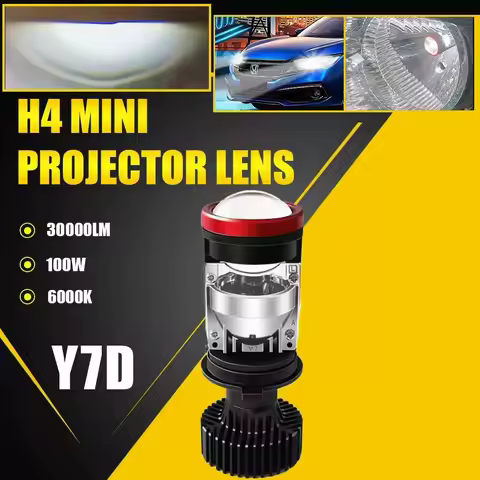 Y7D H4 Mini Projector‑Lens LED Headlight,Hi‑Lo Beam Bulb for Car&Motorcycle,IP67 Waterproof, Dust‑pr