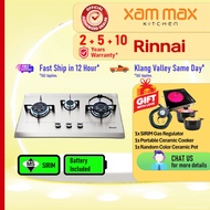 Rinnai Gas Hob - RB713NS Built-In / Free-Standing Gas Hob 3 Burner | RB-713N-S Stainless Steel | Flexi Cut-Out Size | Rinnai Gas Stove | Cooker Hob | Tungku Dapur