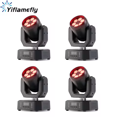 Yiflamefly 1/2/4Pcs Mini 90W RGBW LED Moving Head Lights With Color Mixing Effects DMX Stage Lights 