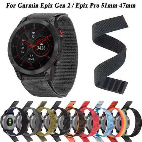 26/22mm Sport Nylon Strap For Garmin Epix Gen 2/Epix Pro 47mm 51mm/Fenix 6X 6 Pro 5X 5 Plus 7X 7 Ult
