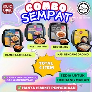 QUICBOWL [COMBO SEMPAT] MeeTomyam , Asam Laksa ,DRY Ramen ,Nasi Rendang Daging